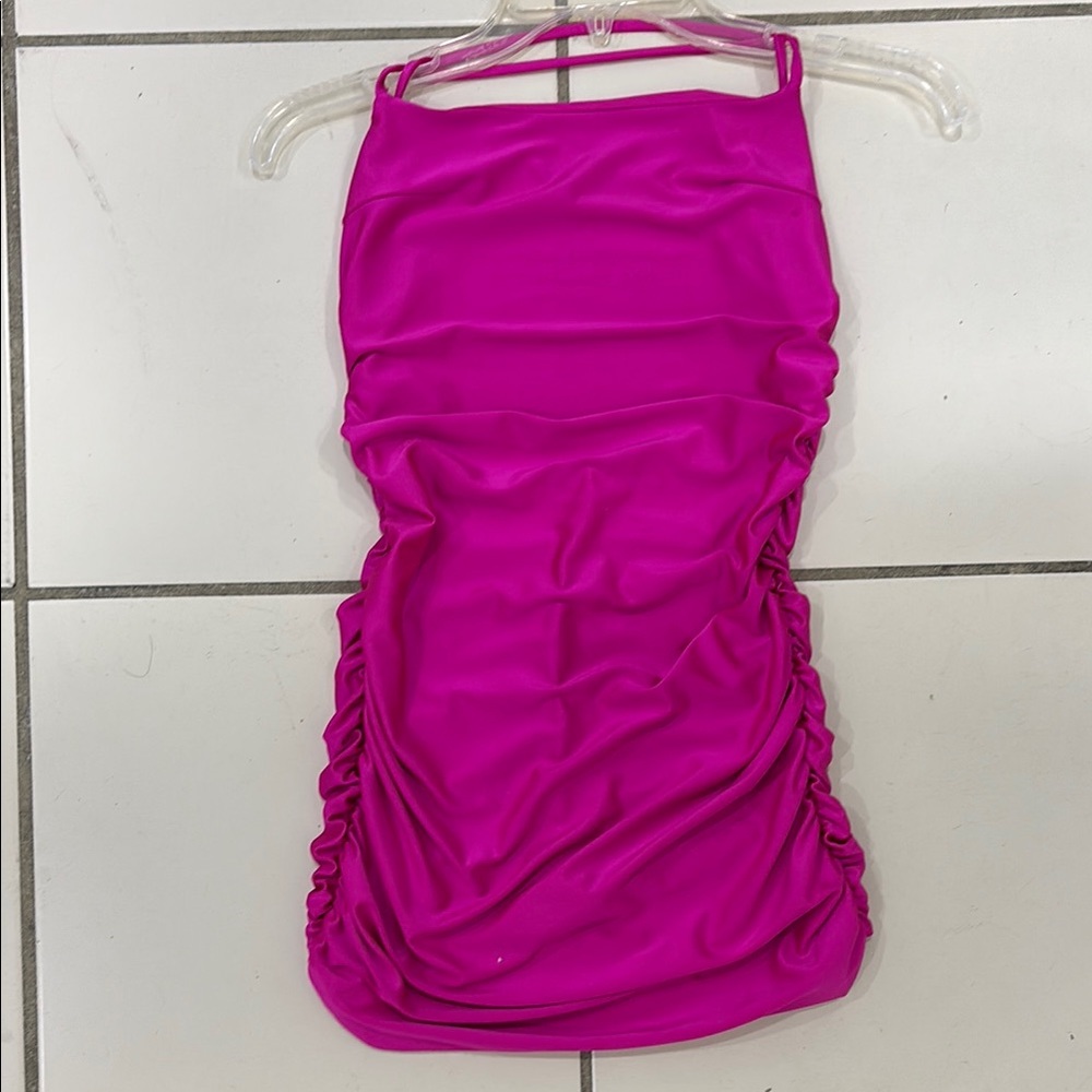 Vibrant Pink Ruched Dress